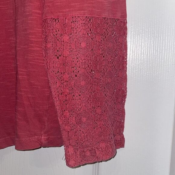 Sundance Mauve Long Sleeved Floral Embroidered and Lace Top - Picture 5 of 6